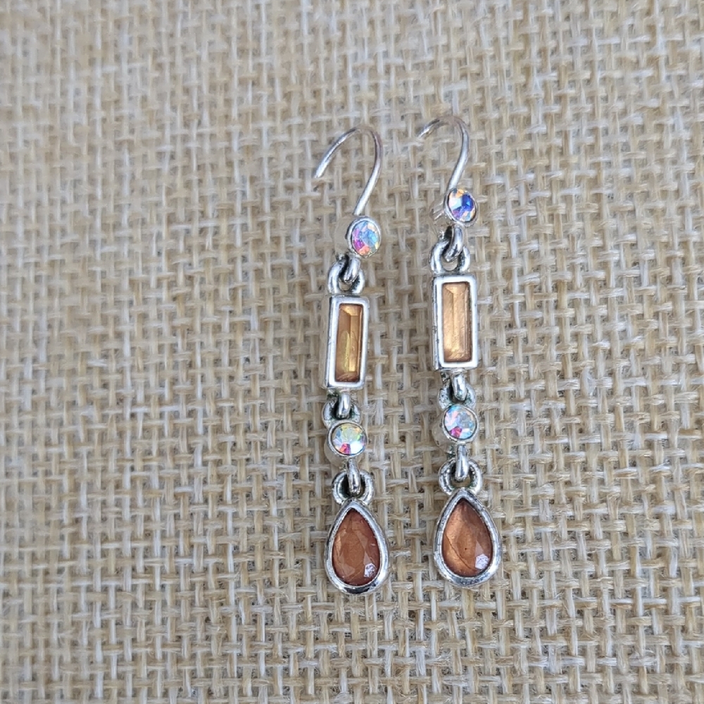 Elegant Silver and Pink Drop Earrings